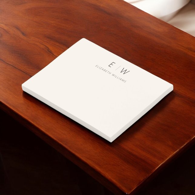 Bloco De Notas Nome do Monograma Moderno e Elegante Neutro (Criador carregado)