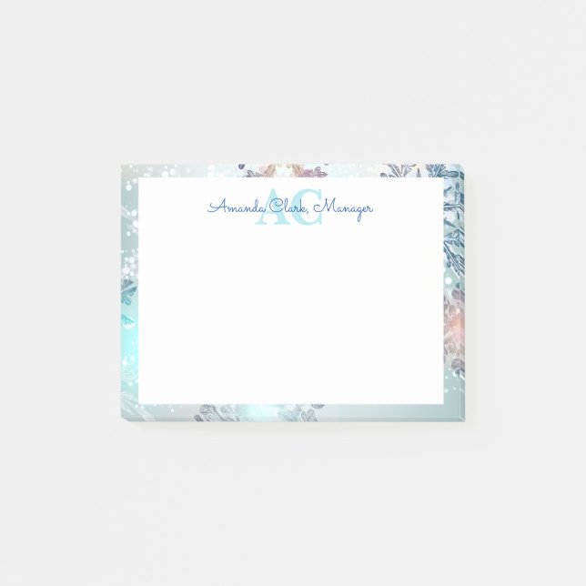 Bloco De Notas Nome do Monograma Personalizado Azul-Cento (Frente)