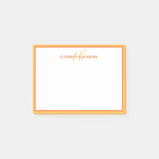 Bloco De Notas Nome do Monograma Personalizado Inicializa Laranja (Frente)