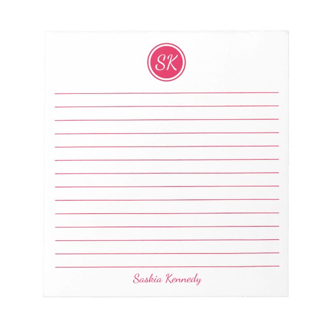 Bloco De Notas Nome do Monograma Simplesmente Elegante de Cereja  (Frente)