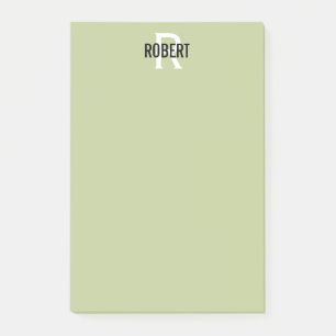 Bloco De Notas Nome do monograma verde de sábio moderno