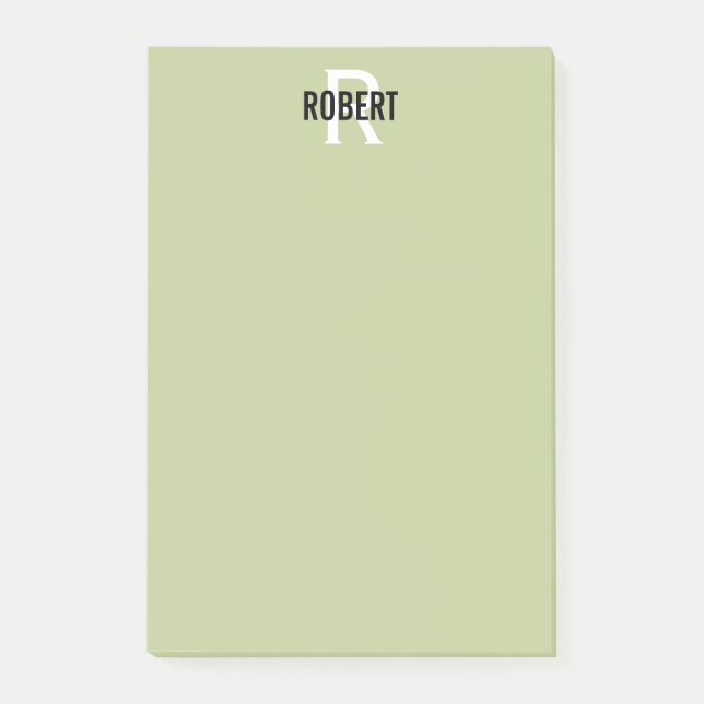 Bloco De Notas Nome do monograma verde de sábio moderno (Frente)