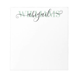 Bloco De Notas Nome do Script de Caligrafia Verde Preto Elegante