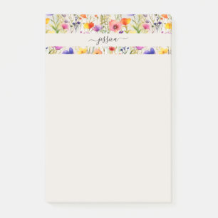 Bloco De Notas Nome do script de flores silvestres legantes
