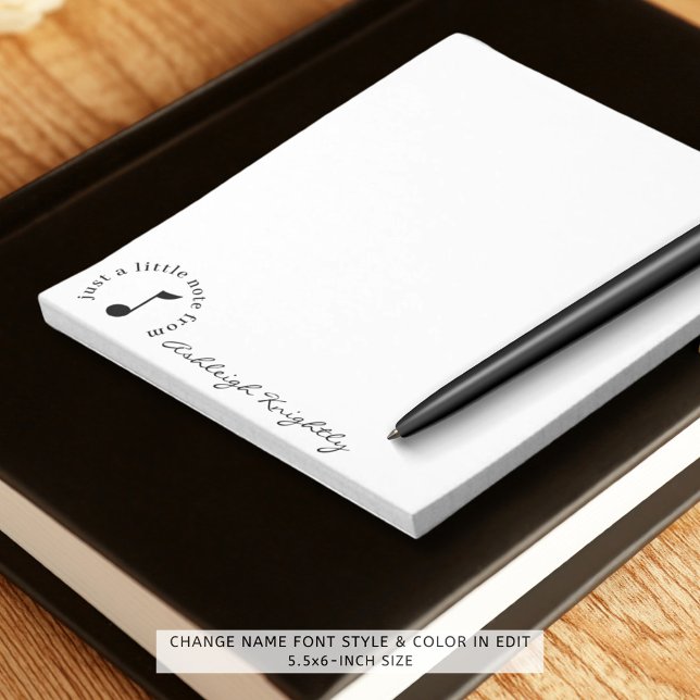 Bloco De Notas Nome do Script de Nota de Música Preto Personaliza (Criador carregado)