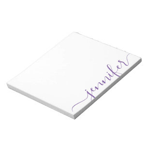 Bloco De Notas Nome do Script Girly Trendy, Roxo Personalizado