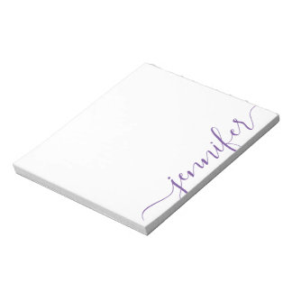 Bloco De Notas Nome do Script Girly Trendy, Roxo Personalizado