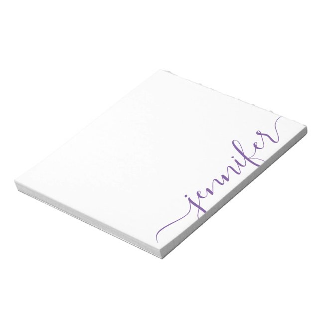 Bloco De Notas Nome do Script Girly Trendy, Roxo Personalizado (Invertido)