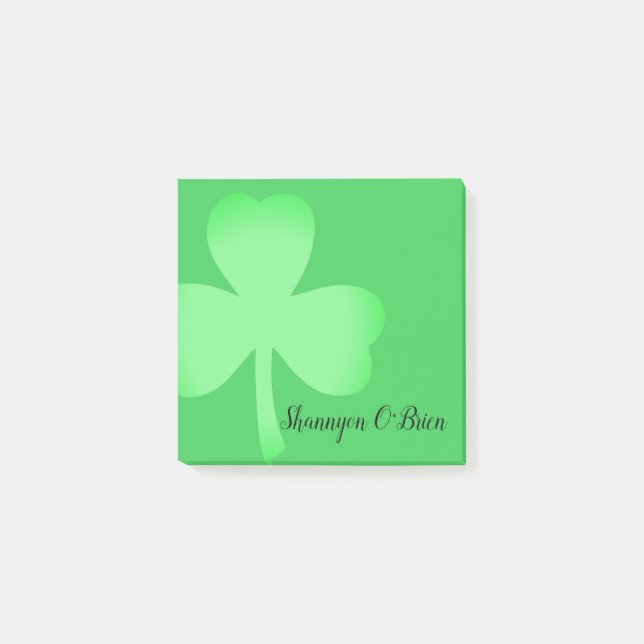 Bloco De Notas Nome do Script Moderno Verde Shamrock 3x3 (Frente)