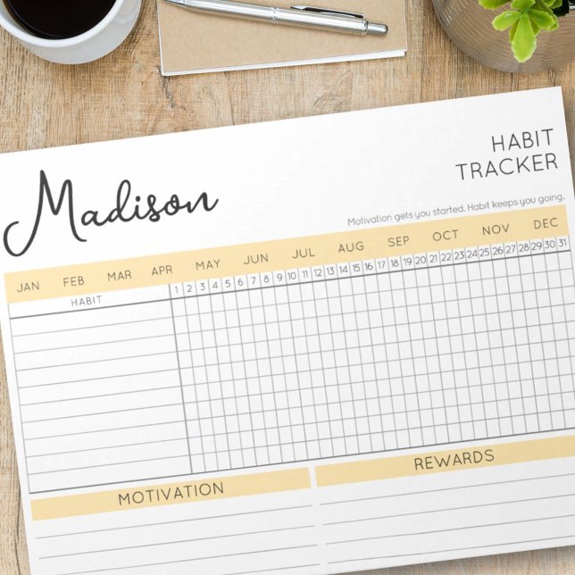 Bloco De Notas Nome do Script Motivacional do Controlador de Hábi (Daily Good Habit Tracker Motivational Script Name Notepad)