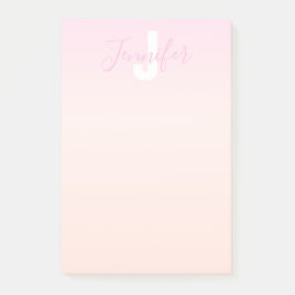 Bloco De Notas Nome e Monograma do Modelo de Gradação de rosas cl