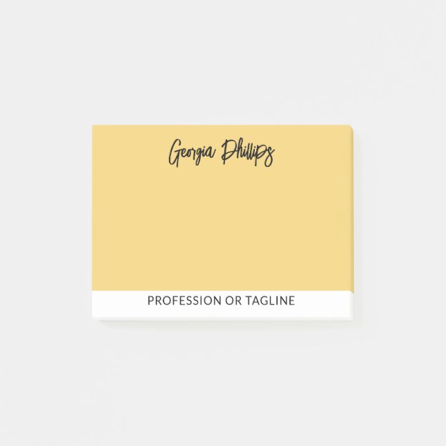 Bloco De Notas Nome e Profissão Amarelo Suave Moderno Básico (Frente)