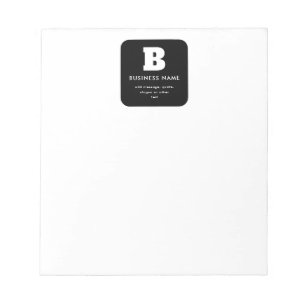 Bloco De Notas Nome e Slogan Comercial Editável   Preto & Branco
