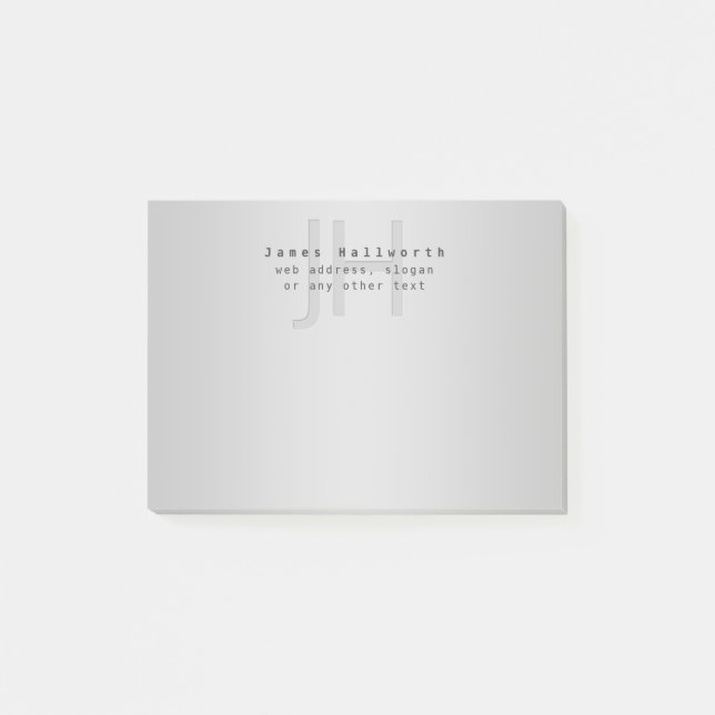 Bloco De Notas Nome e Slogan Editáveis Modernos | Gradiente Cinza (Frente)