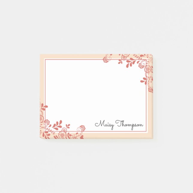 Bloco De Notas Nome em Grafia Floral Elegante (Frente)