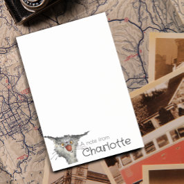 Bloco De Notas Nome engraçado de gato de desenho cinza e abelha