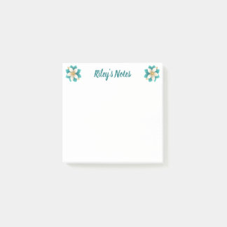 Bloco De Notas Nome Floral de Teal de Luxury