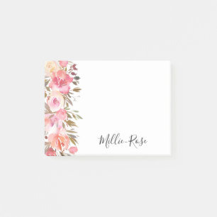 Bloco De Notas Nome floral elegante do rosa Salmon