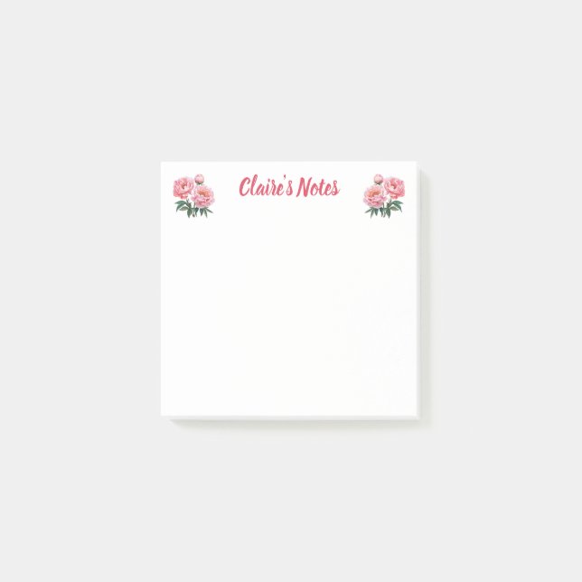 Bloco De Notas Nome Floral Peônia Suave (Frente)
