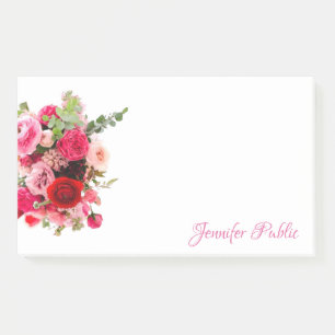 Bloco De Notas Nome Manuscrito Chic Watercolor Floral Modelo