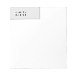 Bloco De Notas Nome minimalista cinza branco profissional
