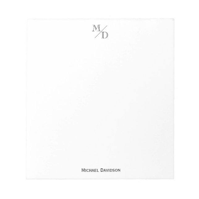 Bloco De Notas Nome Monograma Clássico Personalizado Simples Mode (Frente)