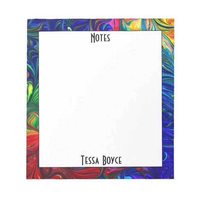 Bloco De Notas Nome Monograma Colorido Único (Frente)