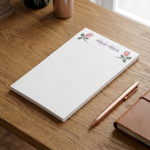 Bloco De Notas Nome Monograma Floral Minimalista Personalizado