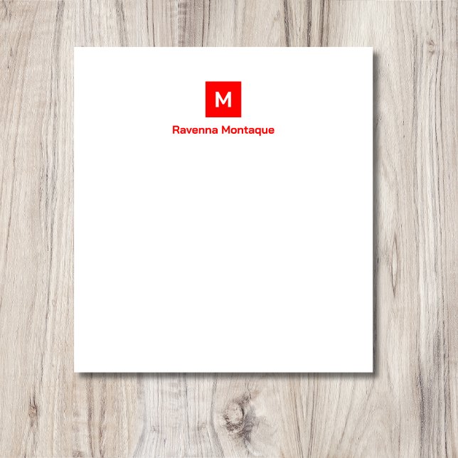 Bloco De Notas Nome Monograma Moderno Chic Neon Vermelho Tendênci (Criador carregado)