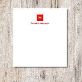 Bloco De Notas Nome Monograma Moderno Chic Tendência Vermelho Neo