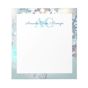 Bloco De Notas Nome Monograma Personalizado Azul Fofo 