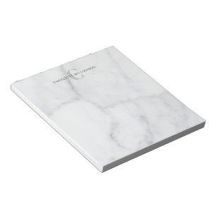 Bloco De Notas Nome Monogramado Elegante em Mármore Cinza Branco