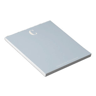 Bloco De Notas Nome Monogramado Moderno Azul Suave e Elegante
