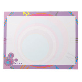 Bloco De Notas Nome Numerais Romanos Relógio Cor-de-Rosa Roxo