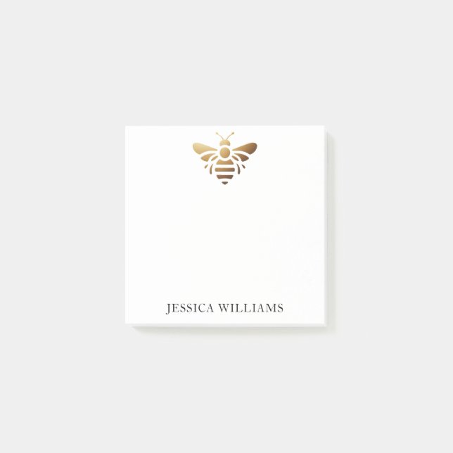 Bloco De Notas Nome Personalizado Abelha Dourada (Frente)