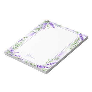 Bloco De Notas Nome Personalizado Aquarela Lavanda
