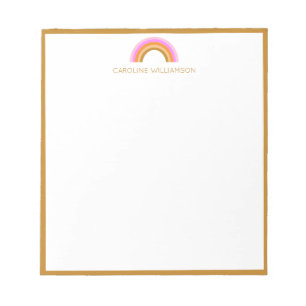 Bloco De Notas Nome Personalizado Arco-íris Boho Retro Garota Ado