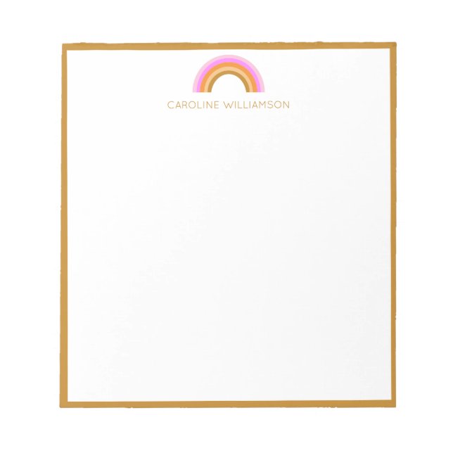 Bloco De Notas Nome Personalizado Arco-íris Boho Retro Garota Ado (Frente)