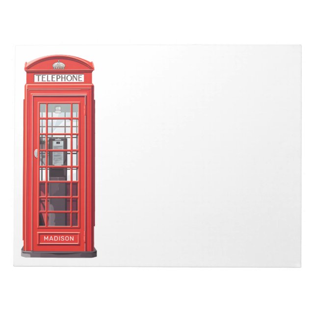 Bloco De Notas Nome Personalizado Booth de Telefone Britânico (Frente)