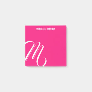 Bloco De Notas Nome Personalizado Cor-de-Rosa Colorida Monograma