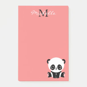 Bloco De Notas Nome Personalizado Cor-de-Rosa Panda Cor-de-Rosa M