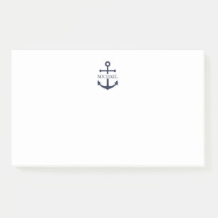 Bloco De Notas Nome Personalizado da Âncora Azul do Marinho Náuti
