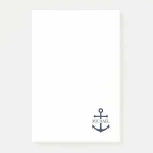 Bloco De Notas Nome Personalizado da Âncora Azul do Marinho Náuti