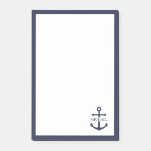 Bloco De Notas Nome Personalizado da Âncora Azul do Marinho Náuti