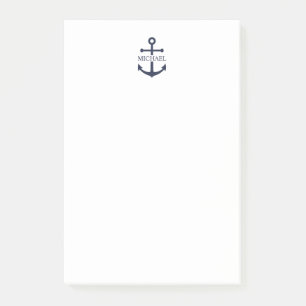 Bloco De Notas Nome Personalizado da Âncora Azul do Marinho Náuti