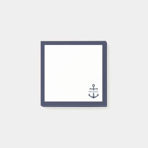 Bloco De Notas Nome Personalizado da Âncora Azul do Marinho Náuti