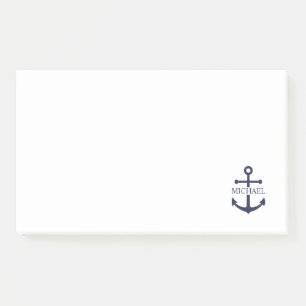 Bloco De Notas Nome Personalizado da Âncora Azul do Marinho Náuti