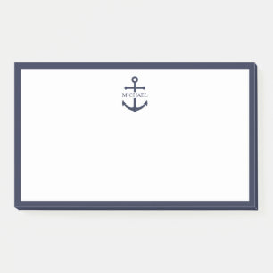 Bloco De Notas Nome Personalizado da Âncora Azul do Marinho Náuti