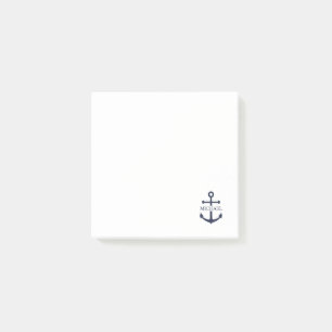 Bloco De Notas Nome Personalizado da Âncora Azul do Marinho Náuti
