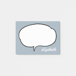 Bloco De Notas Nome Personalizado da Bolha de Falas Azul e Branco